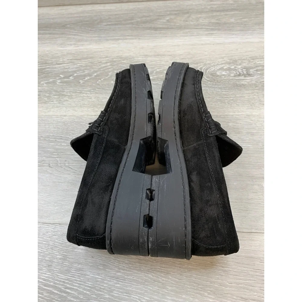 Born Women's Black Suede Tassel Loafers Lug Sole Platform Moc Toe Shoes 6 Shoes